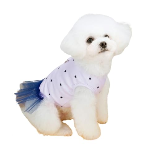 Sommer-Hundekleid mit Herzmuster, niedlicher Haustierrock, weich, atmungsaktiv, Baumwolle, Outfits für kleine und mittelgroße Haustiere von BIECWIAY