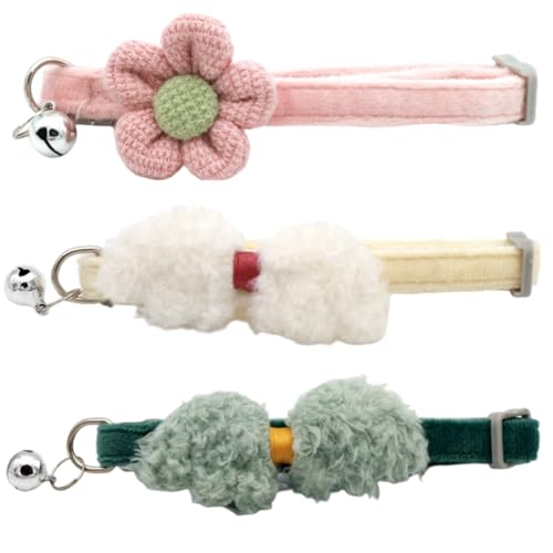 Verstellbares Haustierhalsband mit niedlichem Kaninchen und Blumenform, für kleine, mittelgroße Hunde, mit Fliege und Glöckchen, für Jungen, Mädchen, Welpen Verstellbares Haustierhalsband mit niedlichem Kaninchen und Blumenform, für kleine, mittelgroße Hunde, mit Fliege und Glöckchen, für Jungen, Mädchen, Welpen von BIECWIAY