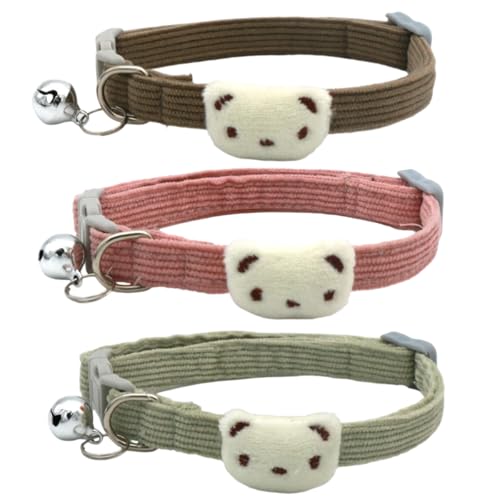 Verstellbares Hundehalsband aus weichem Cord, mit süßem Bären-Anhänger und Glöckchen, für kleine, mittelgroße und große Hunde, Jungen und Mädchen Verstellbares Hundehalsband aus weichem Cord, mit süßem Bären-Anhänger und Glöckchen, für kleine, mittelgroße und große Hunde, Jungen und Mädchen von BIECWIAY