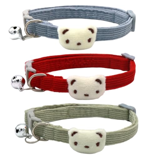 Verstellbares Hundehalsband aus weichem Cord, mit süßem Bären-Anhänger und Glöckchen, für kleine, mittelgroße und große Hunde, Jungen und Mädchen Verstellbares Hundehalsband aus weichem Cord, mit süßem Bären-Anhänger und Glöckchen, für kleine, mittelgroße und große Hunde, Jungen und Mädchen von BIECWIAY