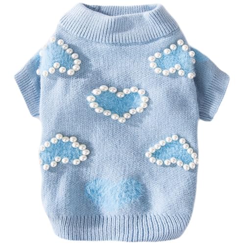 Winter-Hundepullover mit herzförmiger Perlenverzierung, dicker Welpenpullover für kleine Hunde, Haustiermantel, Hunde-Geburtstag Winter-Hundepullover mit herzförmiger Perlenverzierung, dicker Welpenpullover für kleine Hunde, Haustiermantel, Hunde-Geburtstag von BIECWIAY