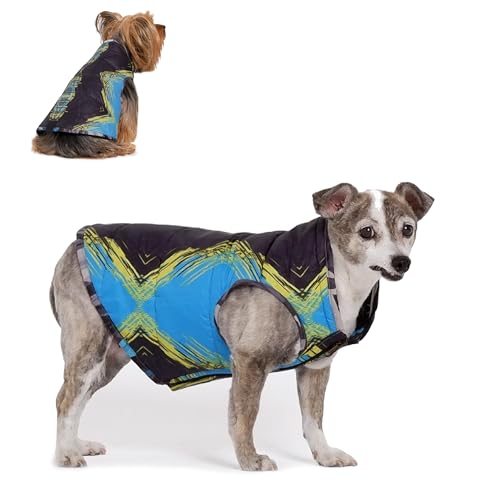 BIG RAM Haustiere, wasserdichte Winter-Hundejacke, wendbar, kaltes Wetter, exklusives farbiges Design, Schneejacke, Weste für kleine, mittelgroße und große Hunde (Grau/Grün, Größe M) von BIG RAM
