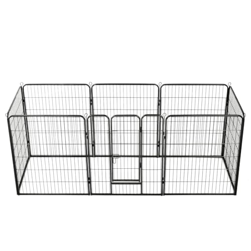 BIGTO Laufstall 8 Paneele Stahl Garten Große Hundebox 80x100cm Schwarz von BIGTO