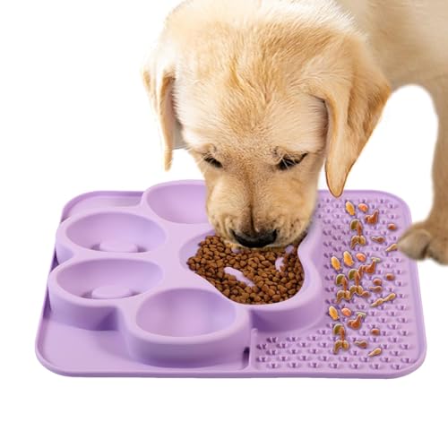 BIGUD Hundefütterungsmatte, Hundeleckmatte - Silikon-Hundefutter-Futtermatte | Hundefutter Slow Feeder Lick Pad Bowls, interaktive Hundefutternäpfe für nasses und trockenes Hundefutter von BIGUD