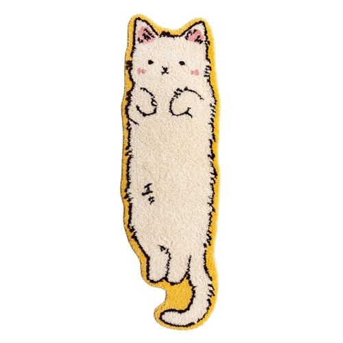 BIGULA Waschbarer Polyester-Teppich für Schlafzimmer, lustiger Kinderteppich in unregelmäßiger Form, Katzen-Eingangsteppich von BIGULA