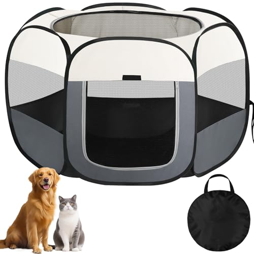 BIGWING Style Laufstall für Hunde, Welpengehege, Beige, Weiß, L BIGWING Style Laufstall für Hunde, Welpengehege, Beige, Weiß, L von BIGWING Style