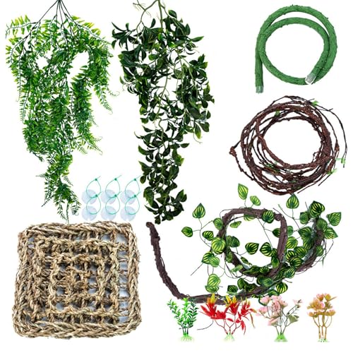BINGGA Aquarium Reptilien Kletterrebe Terrarium Pflanze Aquarium Dekoration Terrarium für Amphibien Eidechsen Schlange von BINGGA