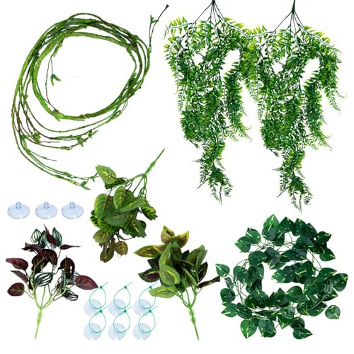 BINGGA Aquarium Reptilien Kletterrebe Terrarium Pflanze Aquarium Dekoration Terrarium für Amphibien Eidechsen Schlange BINGGA Aquarium Reptilien Kletterrebe Terrarium Pflanze Aquarium Dekoration Terrarium für Amphibien Eidechsen Schlange von BINGGA