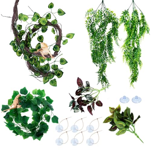 BINGGA Aquarium Reptilien Kletterrebe Terrarium Pflanze Aquarium Dekoration Terrarium für Amphibien Eidechsen Schlange von BINGGA