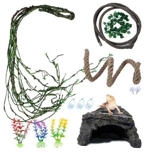 BINGGA Aquarium Reptilien Kletterrebe Terrarium Pflanze Aquarium Dekoration Terrarium für Amphibien Eidechsen Schlange von BINGGA