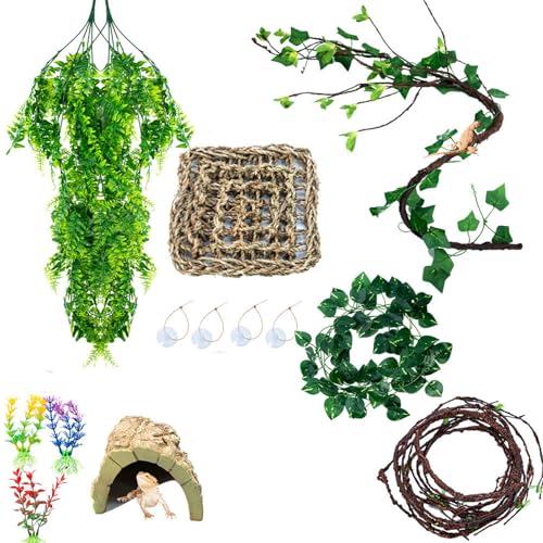 BINGGA Aquarium Reptilien Kletterrebe Terrarium Pflanze Aquarium Dekoration Terrarium für Amphibien Eidechsen Schlange BINGGA Aquarium Reptilien Kletterrebe Terrarium Pflanze Aquarium Dekoration Terrarium für Amphibien Eidechsen Schlange von BINGGA