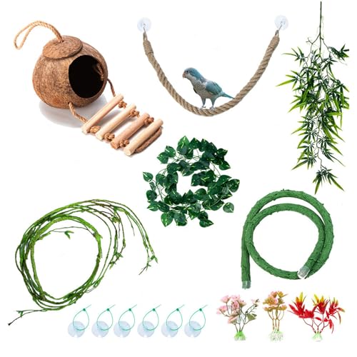 BINGGA Aquarium Reptilien Kletterrebe Terrarium Pflanze Aquarium Dekoration Terrarium für Amphibien Eidechsen Schlange von BINGGA