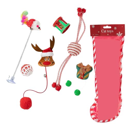 BINGGA Weihnachtliches Haustierspielzeug-Set, Urlaubsmotiv, Katzen, Spielsets, Haltbarkeit, Unschuldigkeit, Haustierspielzeug für Heimunterhaltung BINGGA Weihnachtliches Haustierspielzeug-Set, Urlaubsmotiv, Katzen, Spielsets, Haltbarkeit, Unschuldigkeit, Haustierspielzeug für Heimunterhaltung von BINGGA
