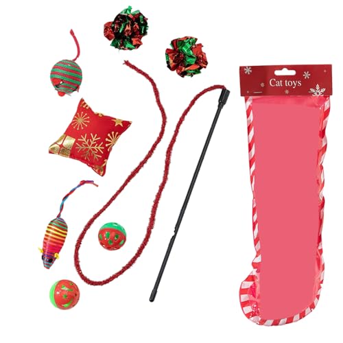 BINGGA Weihnachtliches Haustierspielzeug-Set, Urlaubsmotiv, Katzen, Spielsets, Haltbarkeit, Unschuldigkeit, Haustierspielzeug für Heimunterhaltung BINGGA Weihnachtliches Haustierspielzeug-Set, Urlaubsmotiv, Katzen, Spielsets, Haltbarkeit, Unschuldigkeit, Haustierspielzeug für Heimunterhaltung von BINGGA