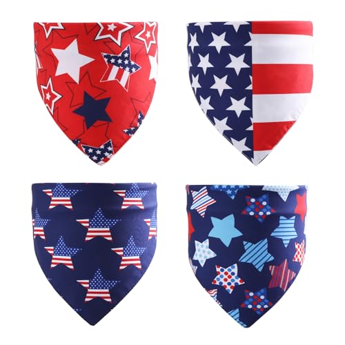 Patriotisches Haustier-Halstuch, Sternenmuster, dreieckiges Bandana für Haustiere, 4. Juli, festliches Tragen von BINGGA