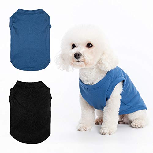 BINGPET 2 Stück Blanko-Hunde-Shirts – Basic Hundekleidung weich und atmungsaktiv, Hunde-T-Shirts Bekleidung, Hunde-Outfits, einfarbiges Hunde-Shirt für Welpen, kleine, extra kleine mittelgroße Hunde von BINGPET