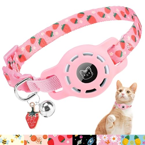 BINGPET AirTag Katzenhalsband mit Glocken, verbessertes Sicherheits-elastisches Katzenhalsband mit Airtag-Katzenhalsbandhalter, Anti-Verlust-Katzenhalsbänder für Mädchen, Jungen, Katzen, von BINGPET
