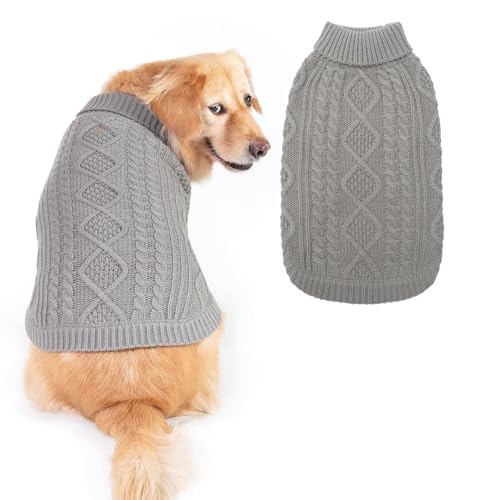 BINGPET Hunde-Strickpullover mit Rollkragen im klassischen Zopfstrick, Hundemantel, warmer Sweater, Outfits für Hunde und Katzen für Herbst und Winter BINGPET Hunde-Strickpullover mit Rollkragen im klassischen Zopfstrick, Hundemantel, warmer Sweater, Outfits für Hunde und Katzen für Herbst und Winter von BINGPET