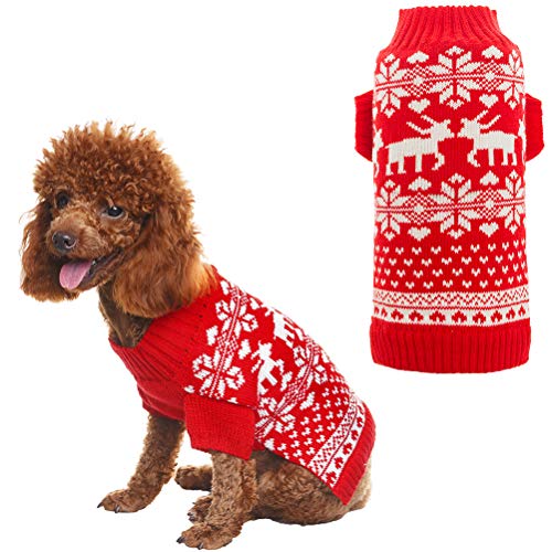 BINGPET Hundepullover mit Rentiermotiv, klassisch, Rot, Größe M von BINGPET