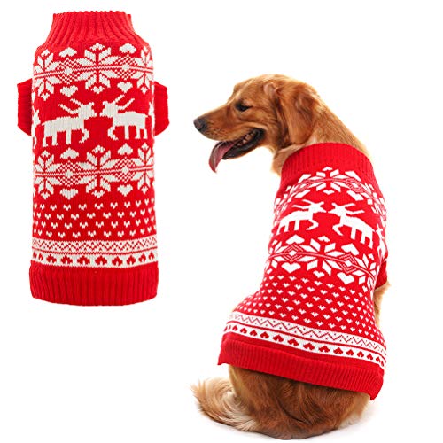 BINGPET Hundepullover mit Rentiermotiv, klassisch, Rot, Größe M von BINGPET