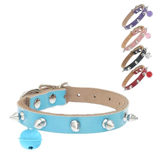 BINGPET Katzenhalsband mit Glöckchen aus echtem Leder – bequemes rosa Katzenhalsband mit Nieten-Spikes, weiches und starkes echtes Leder, verstellbar für kleine Hunde, Welpen, alle Katzen, Hasen BINGPET Katzenhalsband mit Glöckchen aus echtem Leder – bequemes rosa Katzenhalsband mit Nieten-Spikes, weiches und starkes echtes Leder, verstellbar für kleine Hunde, Welpen, alle Katzen, Hasen von BINGPET
