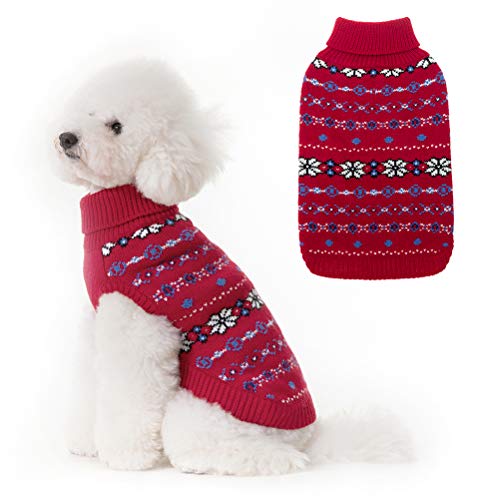 BINGPET Klassischer Hundepullover mit Schneeflocken-Motiv, weich, verdickend, für Hunde und Katzen, warme Bekleidung, Strickwaren, Haustier-Winterkleidung von BINGPET