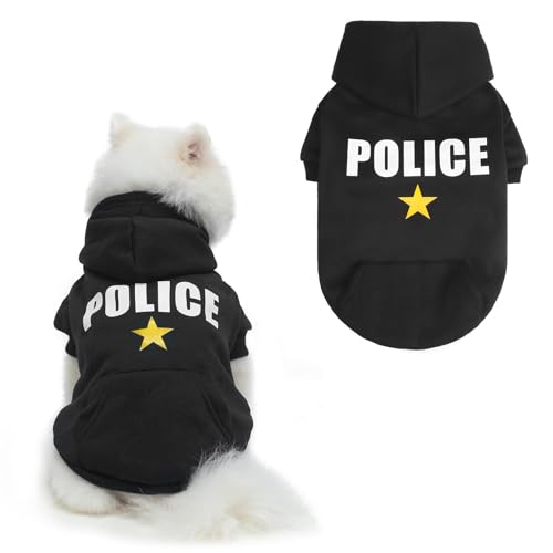 BINGPET Polizei-Hunde-Kapuzenpullover für kaltes Wetter, weich gebürstetes Fleece, Haustierkleidung, Kapuzen-Sweatshirt für Hunde und Katzen BINGPET Polizei-Hunde-Kapuzenpullover für kaltes Wetter, weich gebürstetes Fleece, Haustierkleidung, Kapuzen-Sweatshirt für Hunde und Katzen von BINGPET