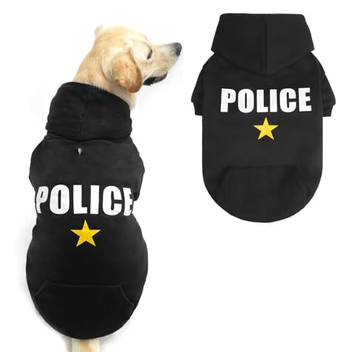 BINGPET Polizei-Hunde-Kapuzenpullover für kaltes Wetter, weich gebürstetes Fleece, Haustierkleidung, Kapuzen-Sweatshirt für Hunde und Katzen BINGPET Polizei-Hunde-Kapuzenpullover für kaltes Wetter, weich gebürstetes Fleece, Haustierkleidung, Kapuzen-Sweatshirt für Hunde und Katzen von BINGPET