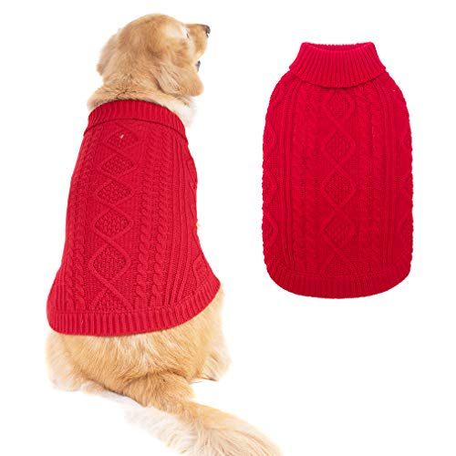 BINGPET Rollkragenpullover für Hunde und Katzen, klassischer Zopfstrick, warme Winterkleidung für Hunde und Katzen von BINGPET