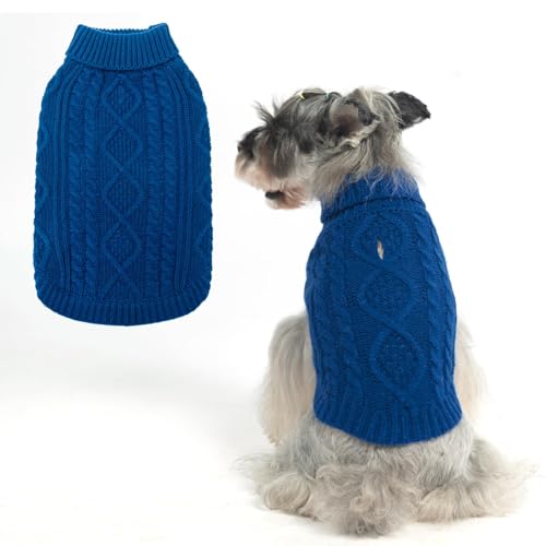 BINGPET Thermo-Strickpullover für kleine, mittelgroße und große Hunde, Wintermantel für Hunde und Katzen, warme Sweartershirts, Outfits, klassischer Rollkragenpullover mit Zopfmuster, warme Pullover BINGPET Thermo-Strickpullover für kleine, mittelgroße und große Hunde, Wintermantel für Hunde und Katzen, warme Sweartershirts, Outfits, klassischer Rollkragenpullover mit Zopfmuster, warme Pullover von BINGPET