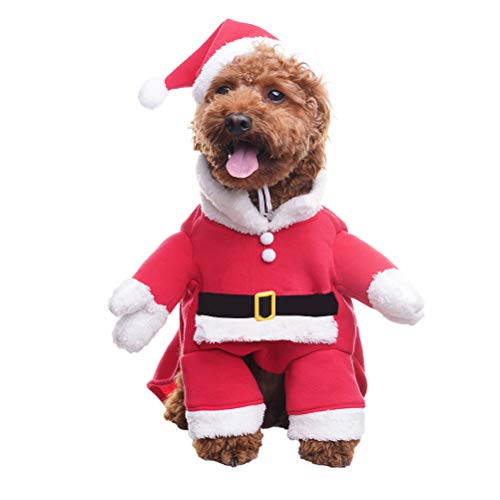 Bingpet Weihnachts-Kostüm für Hunde, mit Mütze, Haustier-Kleidung, Weihnachts-Outfit, Kapuzenpullover, für kleine bis große Hunde, Welpen, Katzen, Cosplay, Feiertage von BINGPET