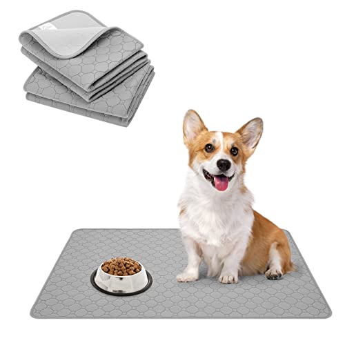 Waterproof Dog Food Mat Non-Slip - Pack of 2 Dog Bowl Mat Absorbent Pet Feeding Mats Washable Pee Pads for Puppies Cats, Solid Grey 24" X 16" Waterproof Dog Food Mat Non-Slip - Pack of 2 Dog Bowl Mat Absorbent Pet Feeding Mats Washable Pee Pads for Puppies Cats, Solid Grey 24" X 16" von BINGPET