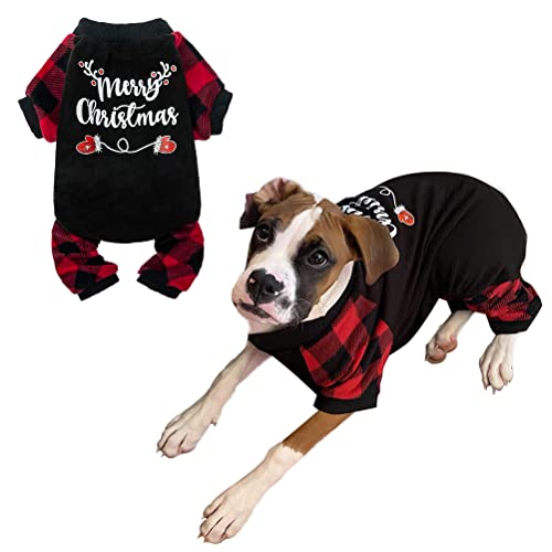 Weihnachts-Hunde-Pyjama, weich, bequem, warm, für den Winter, klassisches Karomuster, Größe S von BINGPET
