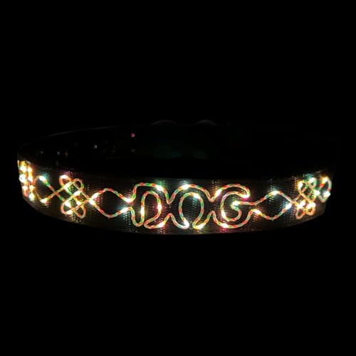 LED Halsband für Hunde mit Buchstabenstickerei – Leuchtendes Haustierhalsband 55cm von BININBOX