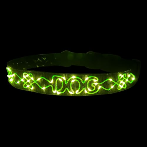 LED Halsband für Hunde mit Buchstabenstickerei – Leuchtendes Haustierhalsband 68cm von BININBOX