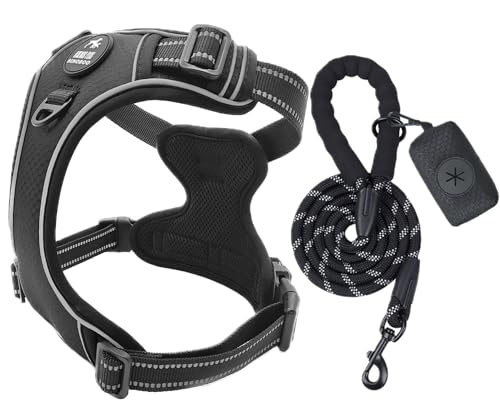 BINOBOO hundegeschirr mittelgroße Hunde, Anti Zug Hundegeschirr, No Pull Verstellbar Hundegeschirr Set mit Leine und Kotbeuteln,Atmungsaktives reflektierendes Brustgeschirr,Schwarz M BINOBOO hundegeschirr mittelgroße Hunde, Anti Zug Hundegeschirr, No Pull Verstellbar Hundegeschirr Set mit Leine und Kotbeuteln,Atmungsaktives reflektierendes Brustgeschirr,Schwarz M von BINOBOO