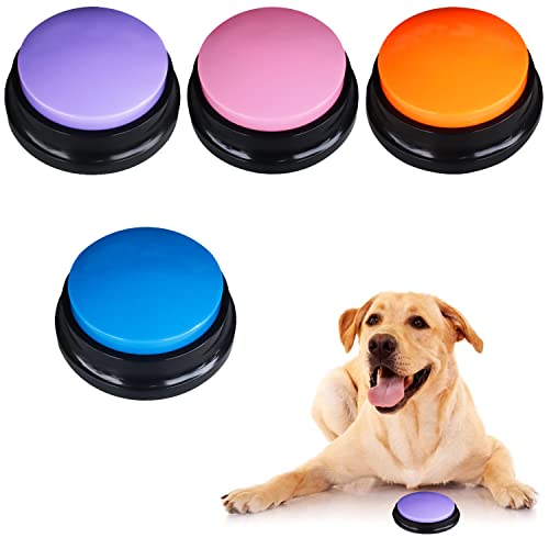 Buzzer Mit Sound Hundeklingel Hunde Buttons Zum Sprechen Recordable Answer Buzzers Katzenklingel 4 Stück Buzzer Mit Aufnahmefunktion Spiele für Hunde Sprechen Knöpfe Hundeglocke Hund Türklingel von BINYI