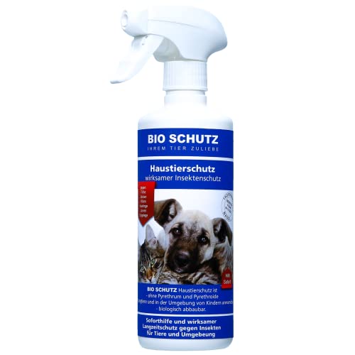 HAUSTIER-SCHUTZ SPRAY 500ML BIO SCHUTZ FÜR FLÖHE + ZECKEN; Milben, Haarlinge Beseitigt auch Larven und Eigelege von Bio Schutz