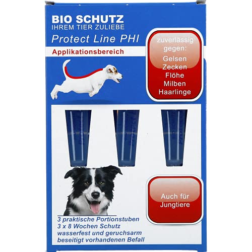 Protect Line PHI für Hunde (15 ml (3 Tuben á 5 ml) für Hunde Gegen Flöhe, Zecken, Milben, Haarlinge Beseitigt auch Larven und Eigelege von BIO SCHUTZ