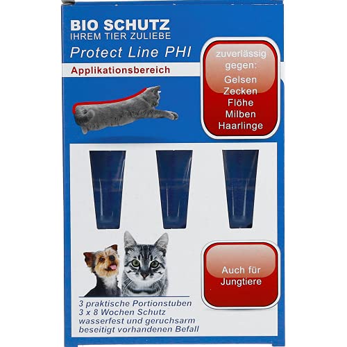 Protect Line PHI für Katzen und kleine Hunde (6 ml (3 Tuben á 2 ml) für Katzen und kleine Hunde Gegen Flöhe, Zecken, Milben, Haarlinge von BIO SCHUTZ
