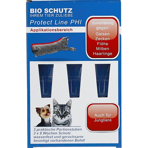 BIO SCHUTZ Protect Line PHI für Katzen und kleine Hunde (6 ml (3 Tuben á 2 ml) für Katzen und kleine Hunde Gegen Flöhe, Zecken, Milben, Haarlinge von BIO SCHUTZ
