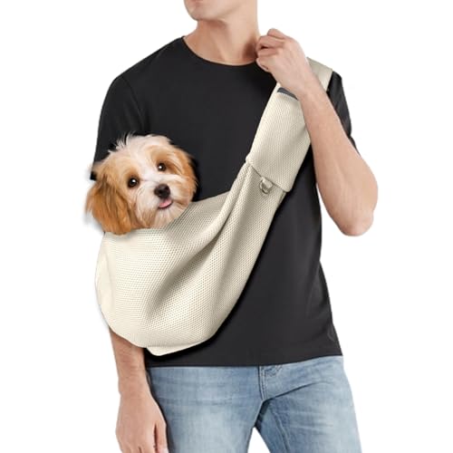 Hundetragetasche, leicht, Welpentragetasche, atmungsaktiv und bequem, Haustierschlinge für kleine Hunde und Katzen, Haustier-Reisetasche für Spaziergänge, Reisen, Outdoor, U-Bahn, Beige Hundetragetasche, leicht, Welpentragetasche, atmungsaktiv und bequem, Haustierschlinge für kleine Hunde und Katzen, Haustier-Reisetasche für Spaziergänge, Reisen, Outdoor, U-Bahn, Beige von BIODEGREEN