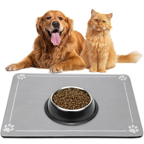 Napfunterlage Hund Silikon rutschfeste Unterlage Hundenapf und Katzennapf wasserdichte Futtermatte für Hunde und Katzen Waschbare Hundenapf Unterlage 40×60cm Grau Napfunterlage Hund Silikon rutschfeste Unterlage Hundenapf und Katzennapf wasserdichte Futtermatte für Hunde und Katzen Waschbare Hundenapf Unterlage 40×60cm Grau von BIODEGREEN