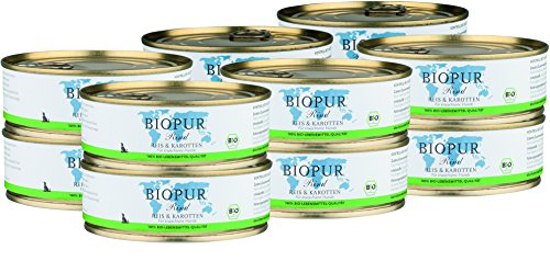 BIOPUR Tiernahrung Bio Hundefutter Rind, Reis & Karotten für Hunde 12x200g von BIOPUR Tiernahrung