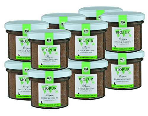 BIOPUR Tiernahrung Bio Hundefutter Vegan, Dinkel & Zucchini für Hunde 12x100g von BIOPUR Tiernahrung