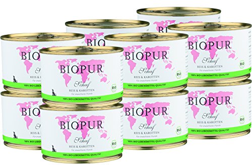 Bio Hundefutter Schaf, Reis & Karotten für Hunde 12x400g von BIOPUR Tiernahrung