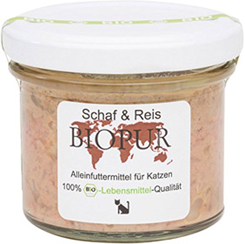 BIOPUR 12er-Set Bio Katzenfutter Schaf, Reis im Glas! 100g von BIOPUR Tiernahrung