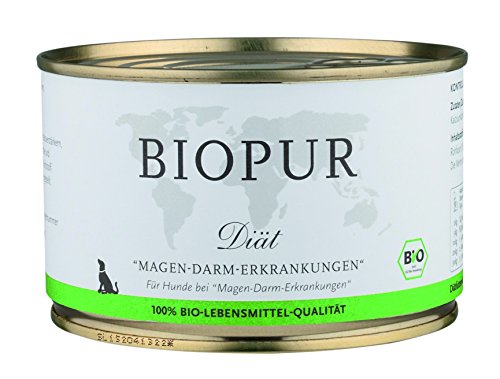 Premium Bio Diätfutter Magen- und Darmerkrankungen 400g, 6er Pack (6 x 400 g) Hundefutter nass von BIOPUR Tiernahrung