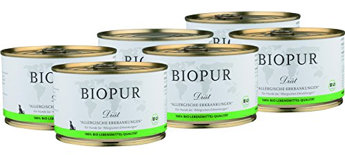 Bio Diät-Hundefutter bei Allergischen-Erkrankungen für Hunde 6x400g von BIOPUR Tiernahrung