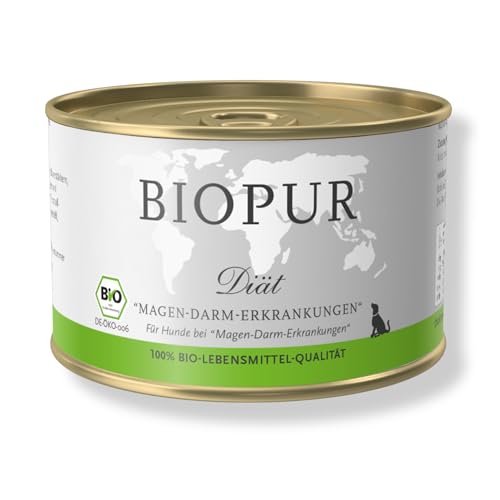 Bio Diät-Hundefutter bei Magen-Darm-Erkrankungen für Hunde 6x400g in 100% Bio-Lebensmittelqualität Premium Nassfutter von BIOPUR Tiernahrung
